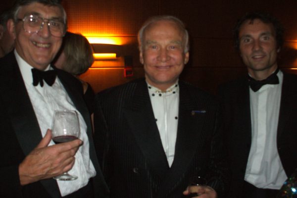 AT 007 Apollo 11 Astronaut Buzz Aldrin, Richard and his father-in-law Graham and friend Adam, London, 2007