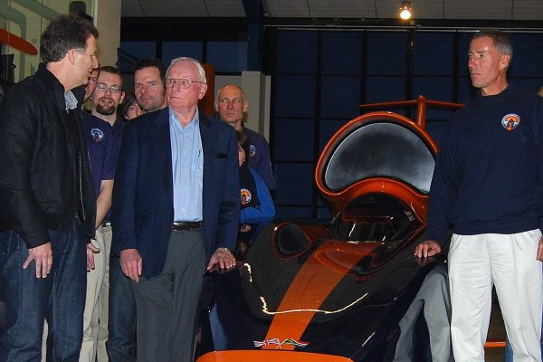 AT 013 Apollo 11 Astronaut Neil Armstrong talking with Richard at Bloodhound SSC, Bristol, 28th November 2010