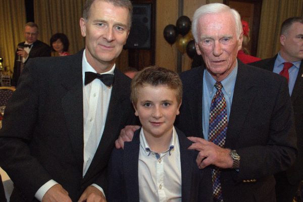 AT 049 Apollo 10 & 17 Astronaut Gene Cernan with Richard and younger son James, London, 2010