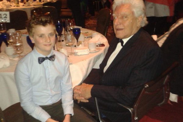 AT 052 Fun - Dave Prowse Star Wars Darth Vader with Richard's younger son James, London, 2010